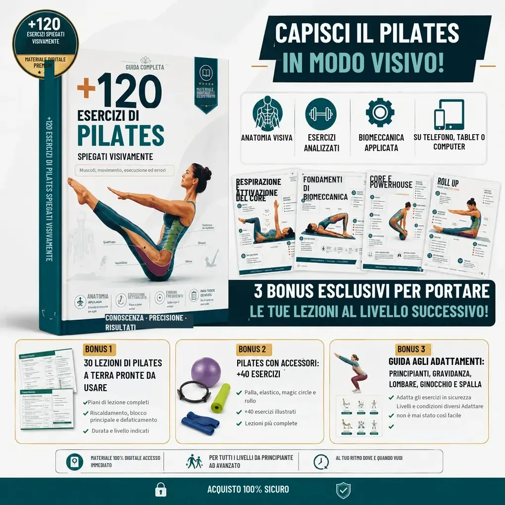 Guida completa e 3 bonus: 30 lezioni pronte, Pilates con accessori e guida agli adattamenti